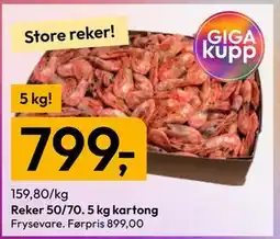 Gigaboks Reker 50/70. 5 kg kartong tilbud
