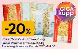 Gigaboks Findus Pommes Frites 1,6–2,5 kg tilbud