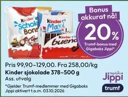 Gigaboks Kinder sjokolade tilbud