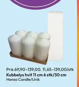 Gigaboks Kubbelys hvit 11 cm 6 stk/30 cm tilbud