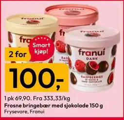Gigaboks Frosne bringebær med sjokolade tilbud