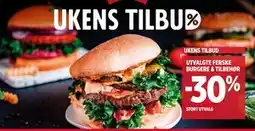 Meny UTVALGTE FERSKE BURGERE & TILBEHØR tilbud
