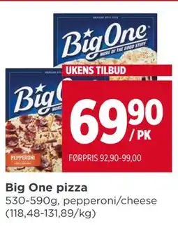 Meny Big One pizza tilbud
