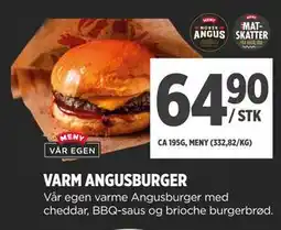 Meny VARM ANGUSBURGER tilbud