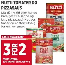 Meny MUTTI TOMATER OG PIZZASAUS tilbud
