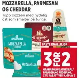 Meny MOZZARELLA, PARMESAN OG CHEDDAR tilbud