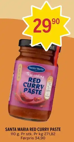 Coop Prix SANTA MARIA RED CURRY PASTE tilbud