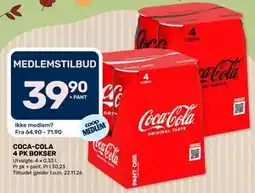 Coop Marked COCA-COLA 4 PK BOKSER, Medlemspris tilbud