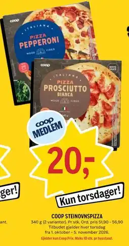 Coop Prix COOP STEINOVNSPIZZA, Medlemspris tilbud