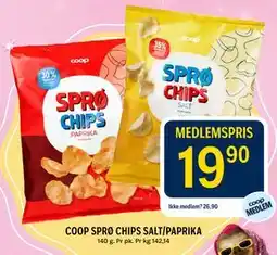 Coop Prix COOP SPRØ CHIPS SALT/PAPRIKA tilbud