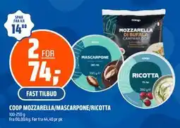 Coop Obs COOP MOZZARELLA/MASCARPONE/RICOTTA tilbud