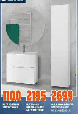 Obs Bygg Duxa porselen servant 60 cm tilbud