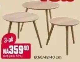 Europris 3-pk bord tilbud