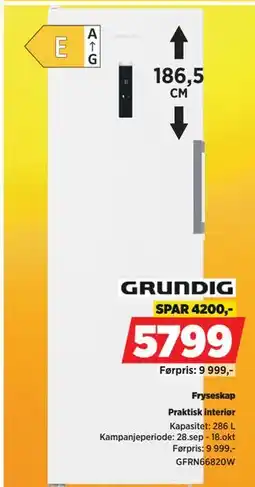 POWER GRUNDIG Fryseskap tilbud
