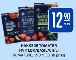 Rema 1000 HAKKEDE TOMATER HVITLØK/BASIL/CHILI tilbud