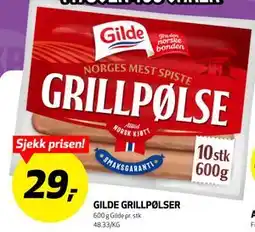 Bunnpris GILDE GRILLPØLSER tilbud