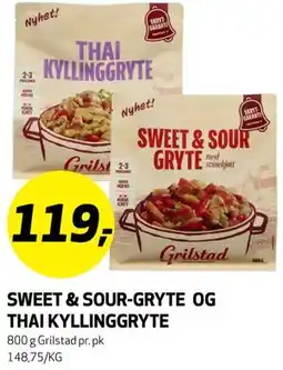 Bunnpris SWEET & SOUR-GRYTE OG THAI KYLLINGGRYTE tilbud