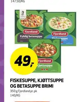 Bunnpris FISKESUPPE, KJØTTSUPPE OG BETASUPPE BRIMI tilbud