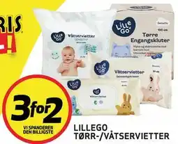 Bunnpris LILLEGO TØRR-/VÅTSERVIETTER tilbud
