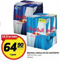 Bunnpris RED BULL REGULAR OG SUKKERFRI tilbud