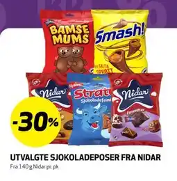 Bunnpris UTVALGTE SJOKOLADEPOSER FRA NIDAR tilbud