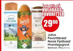 Spar Julius Favorittbrød/ Norsk Fjellbrød/ Hverdagsgrovt tilbud
