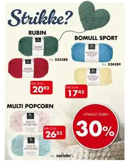 Sparkjøp UTVALGT GARN 30% tilbud