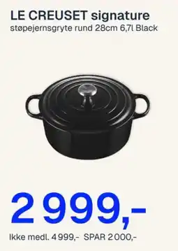 Jernia Le creuset signature støpejernsgryte rund tilbud