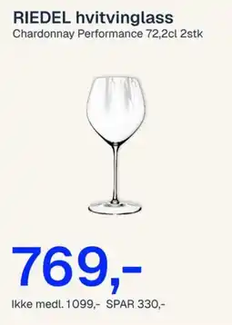 Jernia Riedel hvitvingglass tilbud