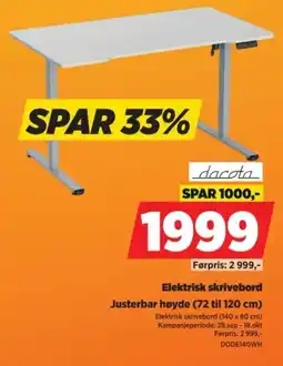 POWER dacota elektrisk skrivebord tilbud