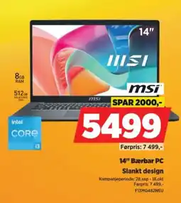 POWER msi 14" bærbar pc tilbud