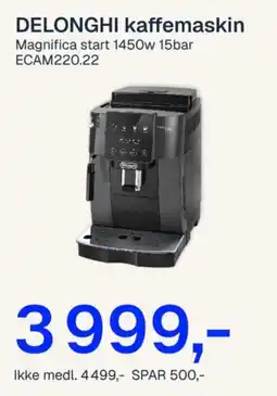 Jernia Delonghi kaffemaskin Magnifica start 1450w 15bar ECAM220.22 tilbud