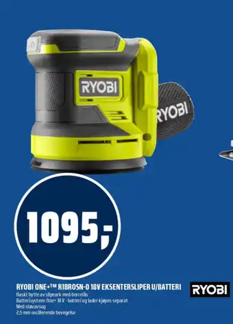 Ryobi one+tm r18rosn0 18v eksenterslipper u/batteri