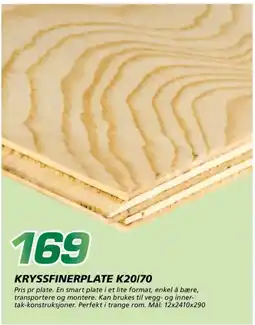 Coop Byggmix Kryssfinerplate K20/70 tilbud
