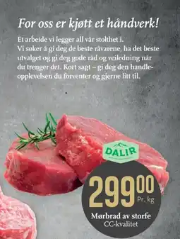 CC Mat Dalir Mørbrad av storfe tilbud