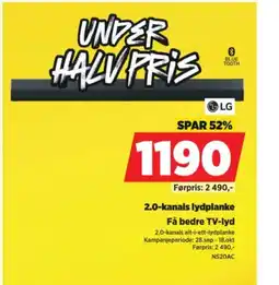 POWER LG 2.0-kanals lydplanke tilbud