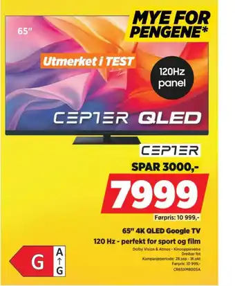 POWER Cepter 65" 4K QLED Google TV tilbud