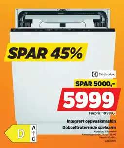 POWER Electrolux Integrert oppvaskmaskin Dobbeltroterende spylearm tilbud
