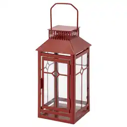 IKEA Vinterfint Lykt for telys, inne/utendørs, rød, 22 cm tilbud