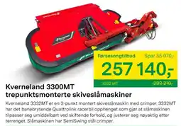 Felleskjøpet Kverneland 3300MT trepunktsmonterte skiveslåmaskiner tilbud