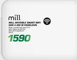 Coop Byggmix Mill invisible smart wifi gen 4 400 w panelovn tilbud