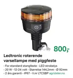Felleskjøpet Ledtronic roterende varsellampe med piggfeste tilbud