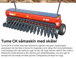 Felleskjøpet Tume CK såmaskin med skåler tilbud