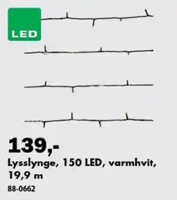 Biltema Lysslynge, 150 LED, varmhvit tilbud