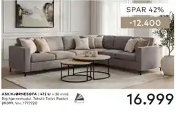 Skeidar Ask hjørnesofa tilbud
