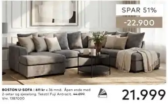 Skeidar Boston U-sofa tilbud