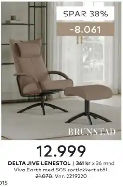 Skeidar Brunstad delta jive lenestol tilbud