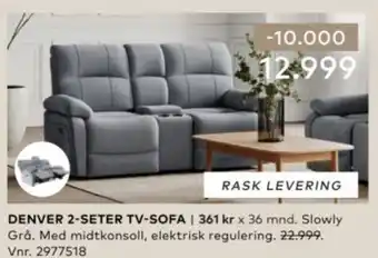 Skeidar Denver 2-seter tv-sofa tilbud