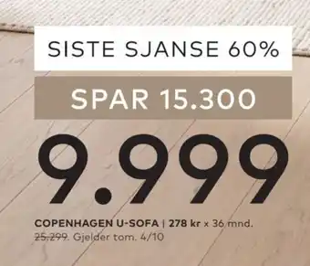 Skeidar Copenhagen U-sofa tilbud