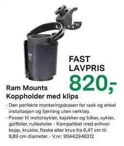 Felleskjøpet Ram Mounts Koppholder med klips tilbud